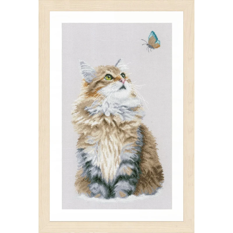 Lanarte Counted Cross Stitch Kit: Forest Cat, NA, 25 x 42cm