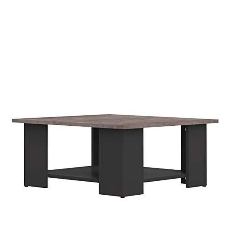 Temahome Square Coffee Table, Black/Cement, 67 x 67 x 30.5 cm