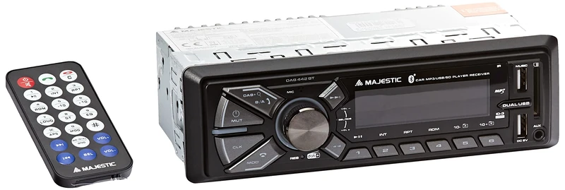 Majestic DAB-442 BT Car Radio RDS FM Stereo/DAB+ PLL Bluetooth Dual USB SD/AUX IN 180W (45W x 4ch) Black