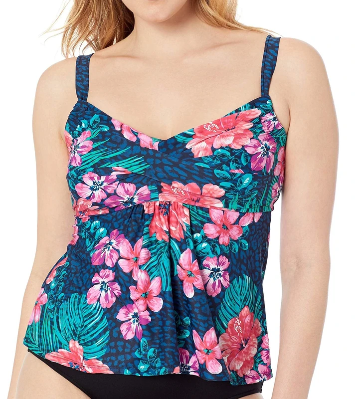 BEACH HOUSE Women's Tankini Top Swimsuit with Twist Bra Detail, Tropic Admiral, 22 Plus