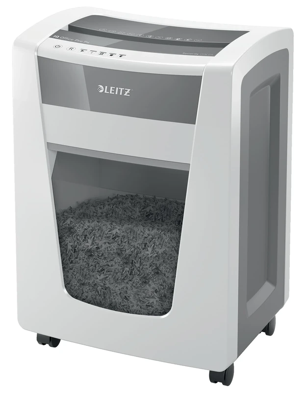 Leitz IQ Office Pro P4 Cross Cut Paper Shredder, Shreds 22-20 Sheets (70-80 gsm), 30L Bin, White, 80061000
