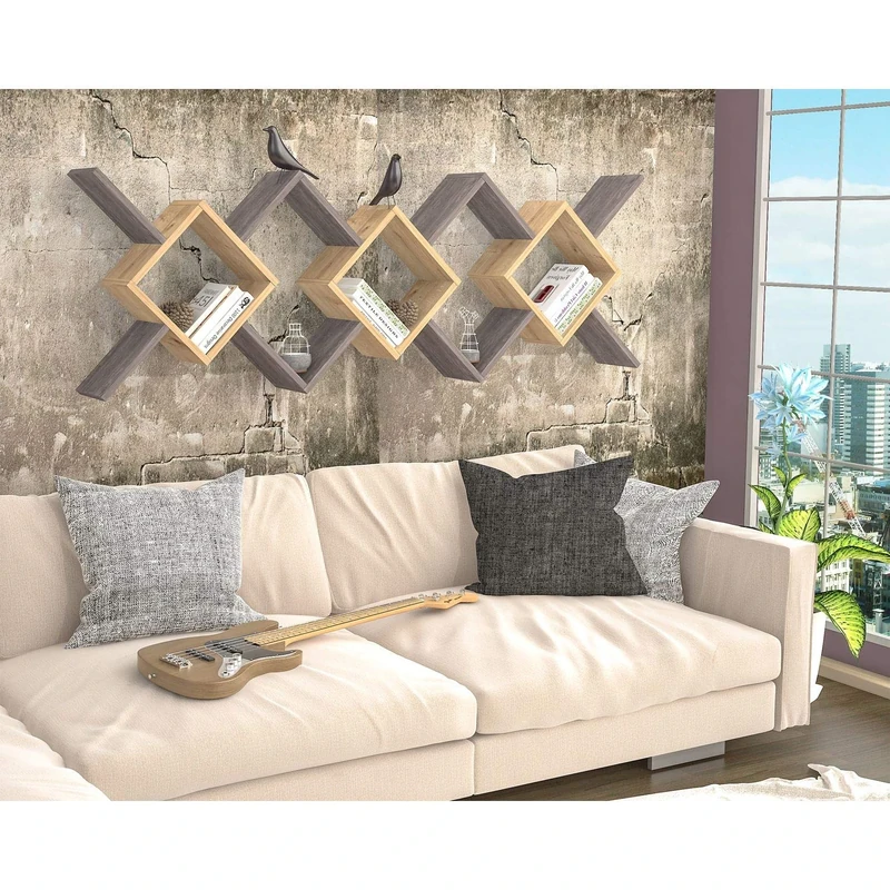 Homemania Shelf 170 x 20 x 59 cm Rovere, Grigio Scuro