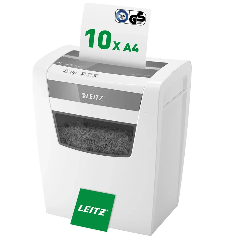 Leitz IQ Home Office Cross Cut Paper Shredder, Shreds 12-10 Sheets (70-80 gsm), 23L Bin, White, 80091000