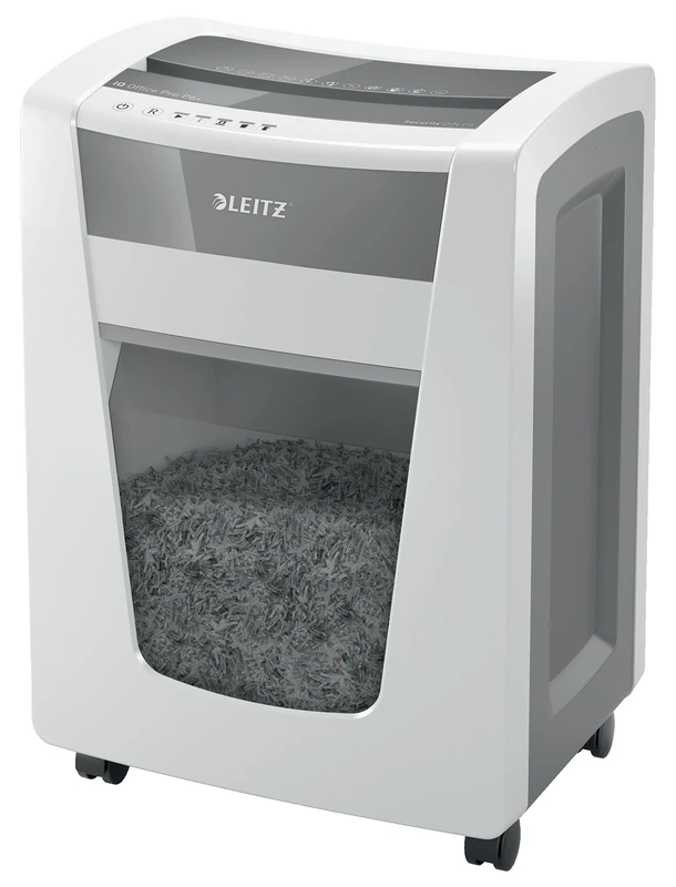 Leitz IQ Office Pro P6+ Super Micro Cut Paper Shredder, Shreds 6-5 Sheets (70-80 gsm), 30L Bin, White, 80101000