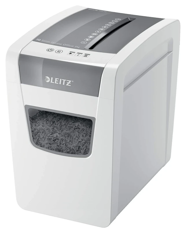 Leitz IQ Slim Home Office Cross Cut Paper Shredder, Shreds 11-10 Sheets (70-80 gsm), 23L Bin, White, 80011000