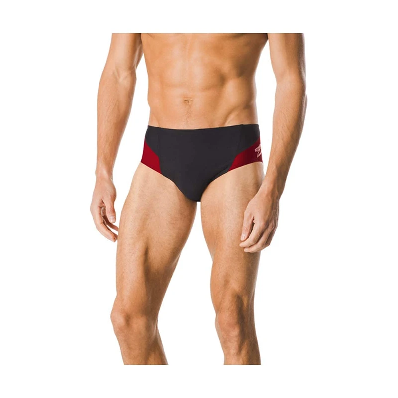 Speedo Men's Endurance+ Launch Splice Brief Swimsuit Maroon/Black