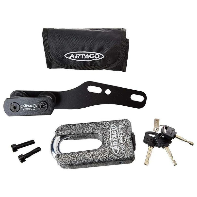 Artago 69T2 Pack Anti-Theft Disc Lock High Security + Bracket for Yamaha MT-07 and Tracer 700, SRA Approved, Sold Secure Gold, ART4