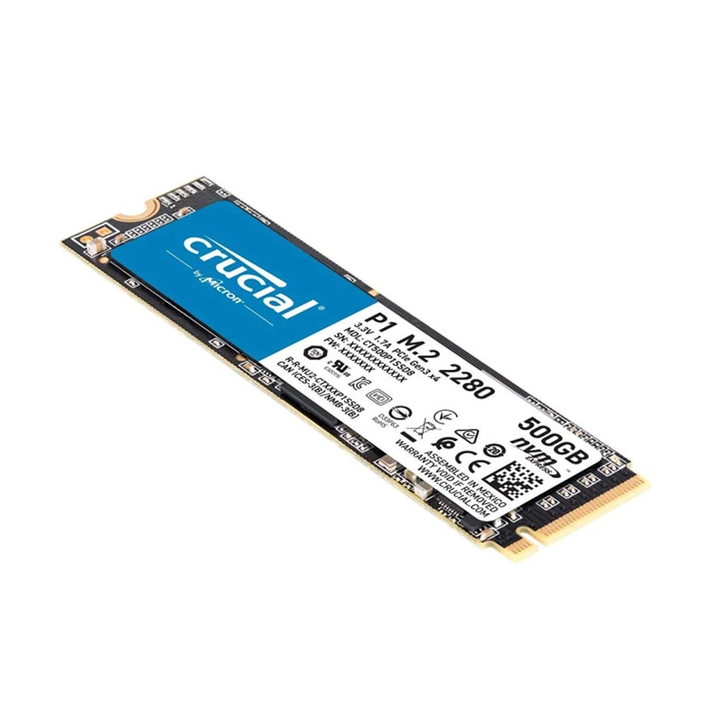 Crucial P1 500 GB CT500P1SSD8 Internal Solid State Drive-up to 1900 MB/s (3D NAND, NVMe, PCIe, M.2), Black
