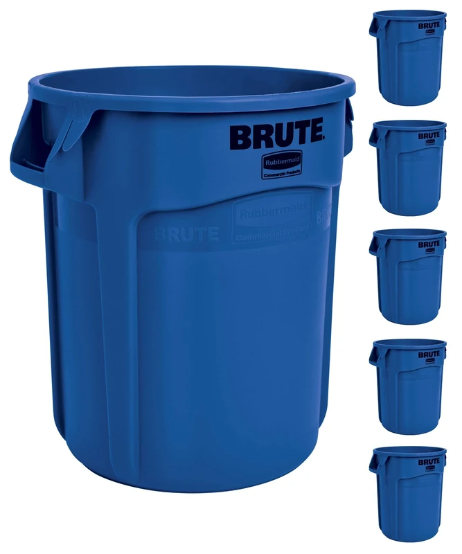 Rubbermaid Commercial Products 1779699 Brute Heavy-Duty Trash/Garbage Can, 10 Gallon, Blue (Pack of 6)
