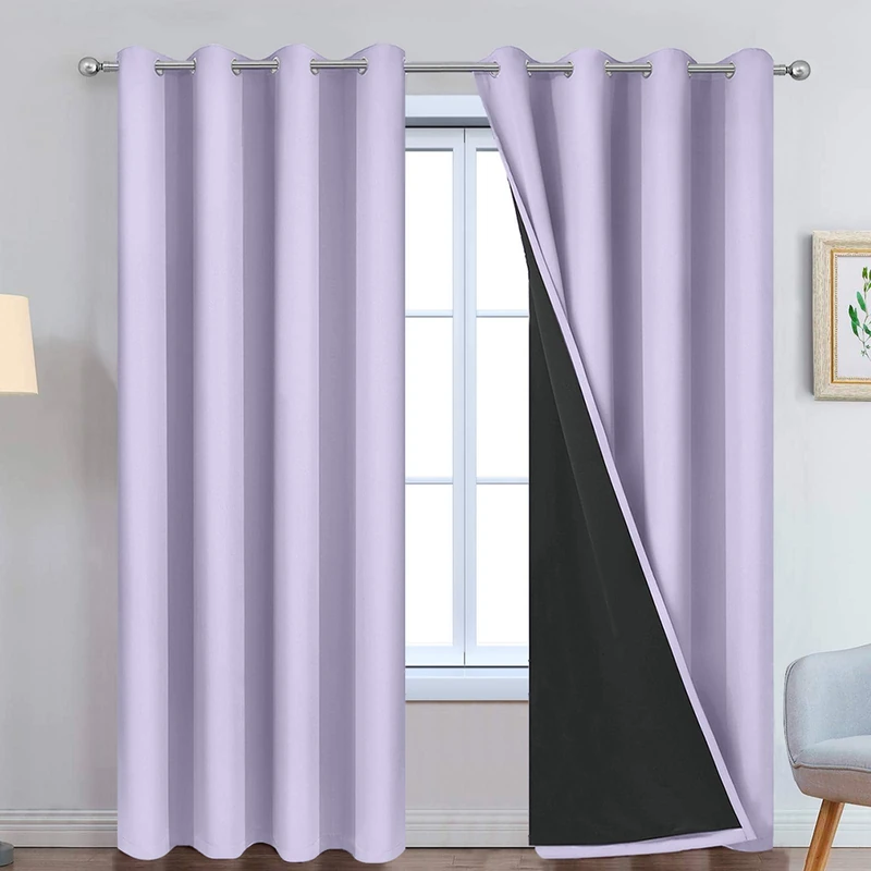Yakamok Lilac 100% Blackout Curtains 84 Inches Long for Bedroom 52" Wide