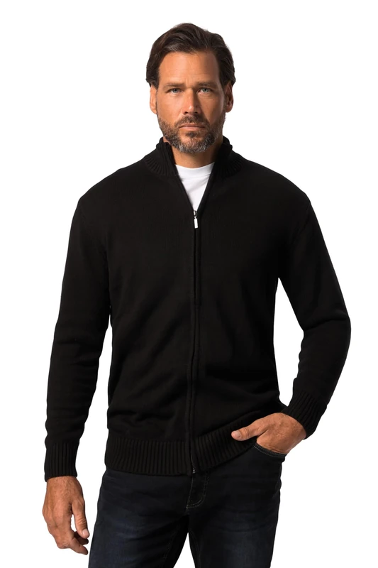 JP 1880 Men's Big & Tall Zip Front Classic Cardigan black Large 717032 10-L