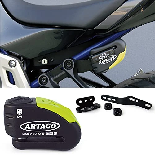 Artago 30X2 Pack Anti-Theft Disc Lock with Alarm 120db High Security + Bracket for Yamaha MT-07 and Tracer 700, SRA Approved and Sold Secure Gold