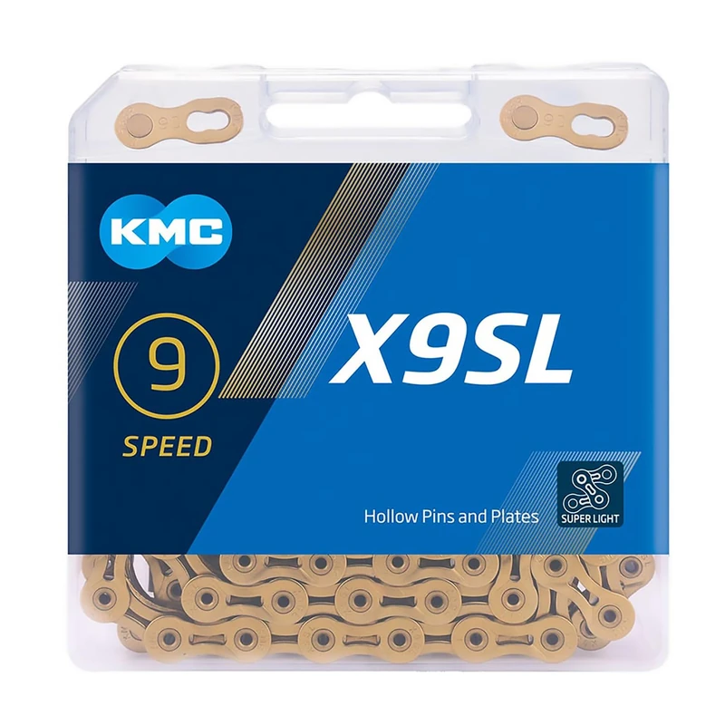 KMC X9SL 9 Speed Chain, Ti-N Gold, 114 Links - Image 1