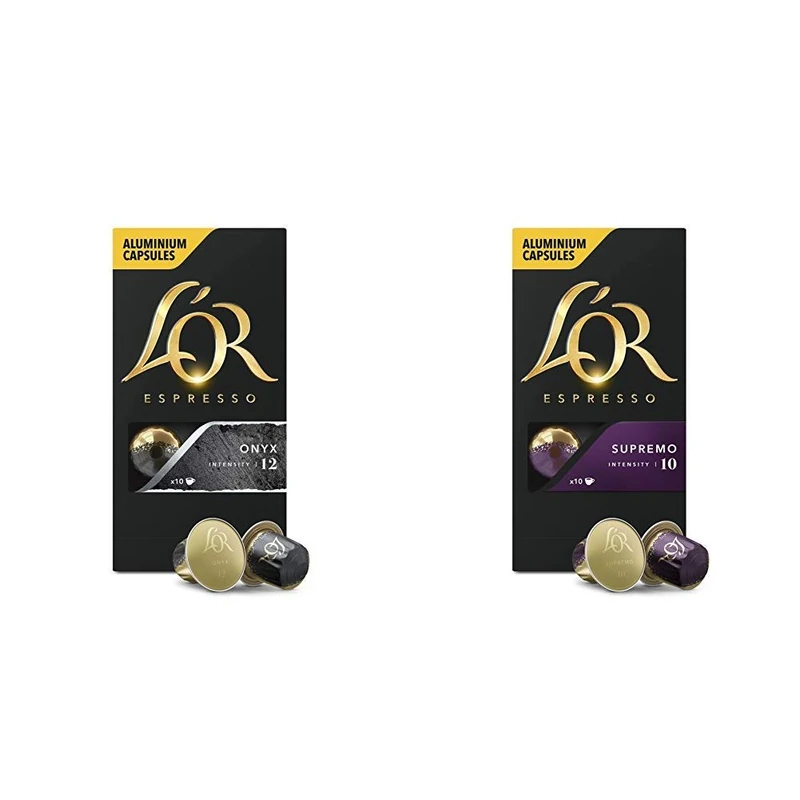 L'OR Espresso Onyx Intensity 12 with Supremo Intensity 10 - Nespresso Compatible Coffee Capsules (Pack of 20, 200 Capsules in Total)