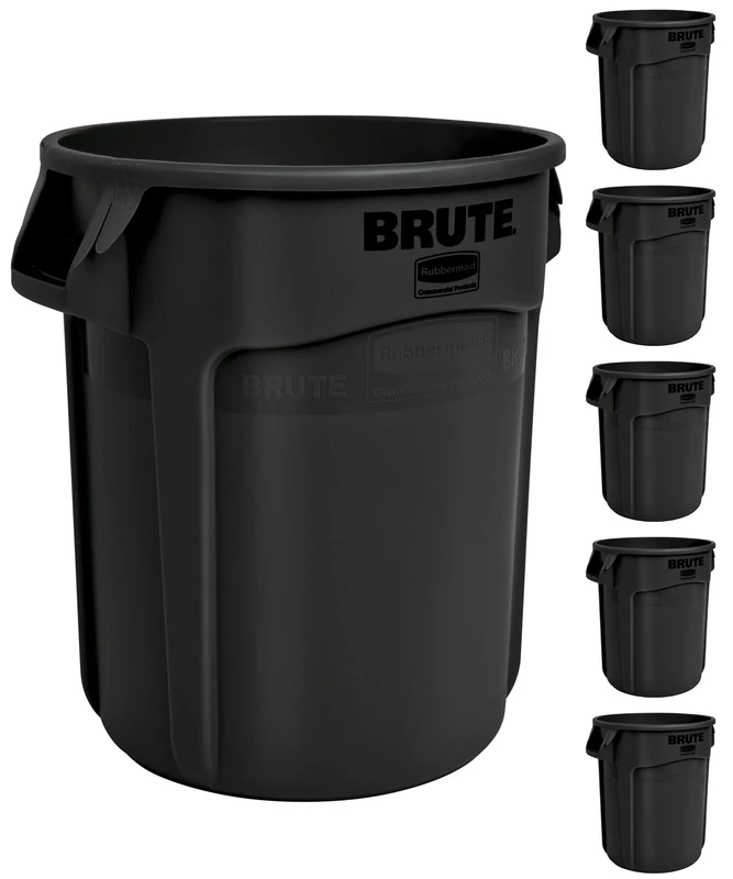 Rubbermaid Commercial Products 1926827 Brute Heavy-Duty Trash/Garbage Can, 10 Gallon, Black (Pack of 6)