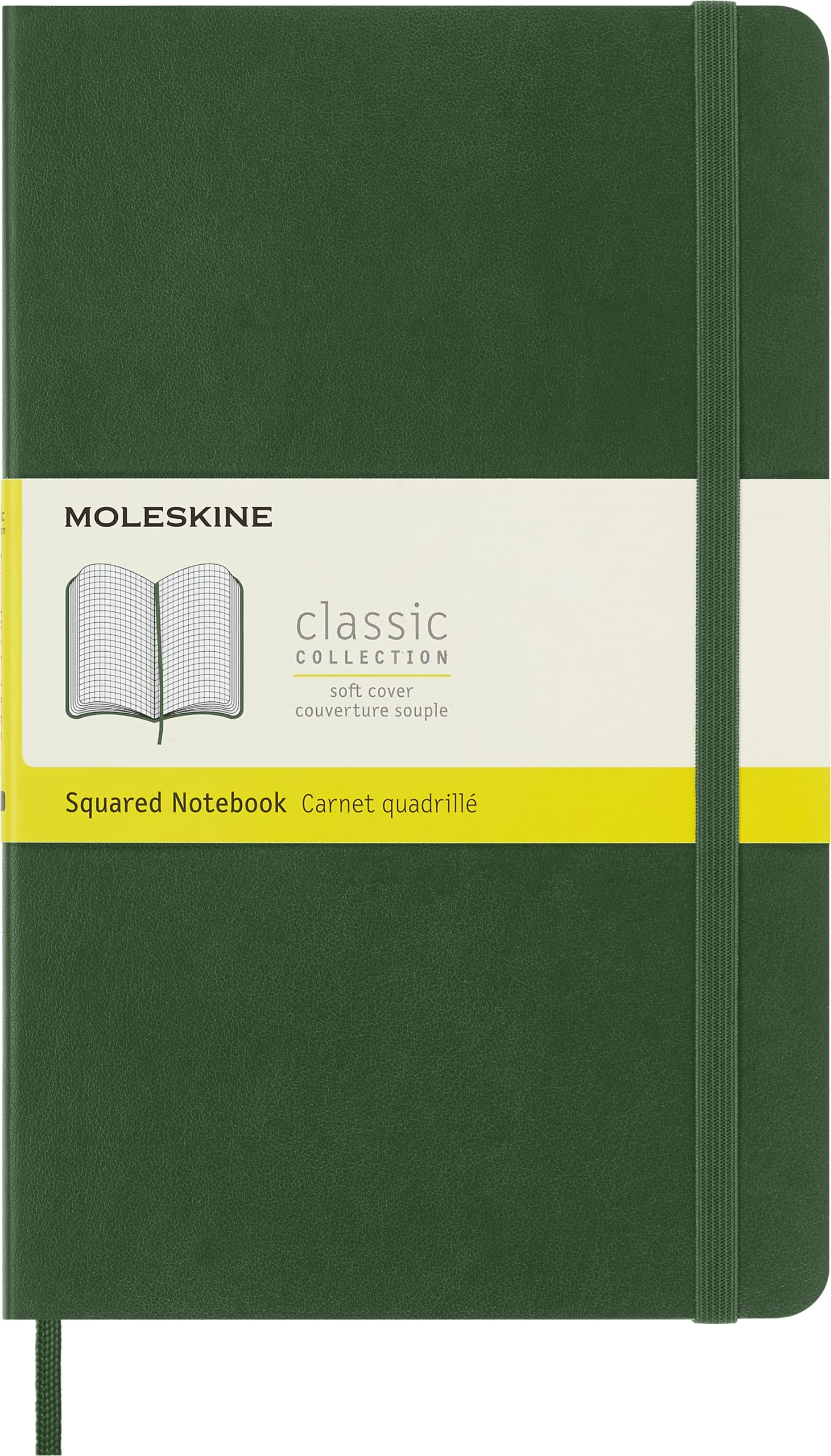 Moleskine Classic Squared Paper Notebook - Soft Cover and Elastic Closure Journal - Color Myrtle Green - Large 13 x 21 A5 - 192 Pages
