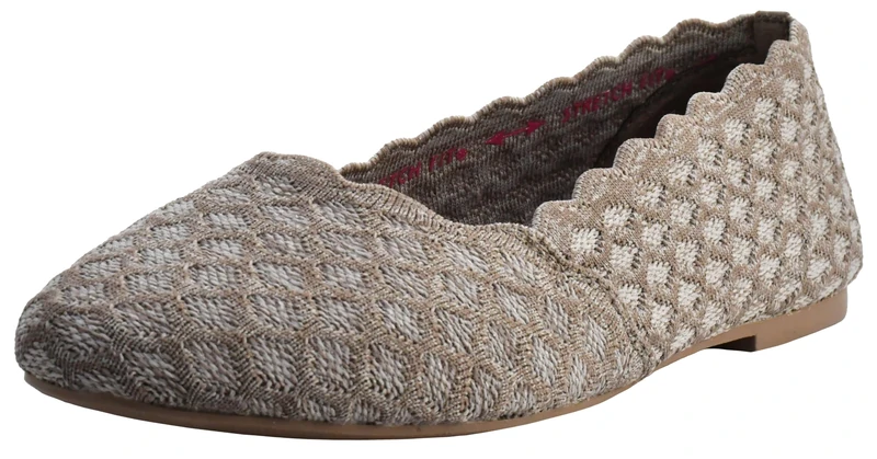Skechers Women's Cleo - Honeycomb Closed Toe Ballet Flats, Brown Dark Taupe Flat Knit Dktp, 7 UK