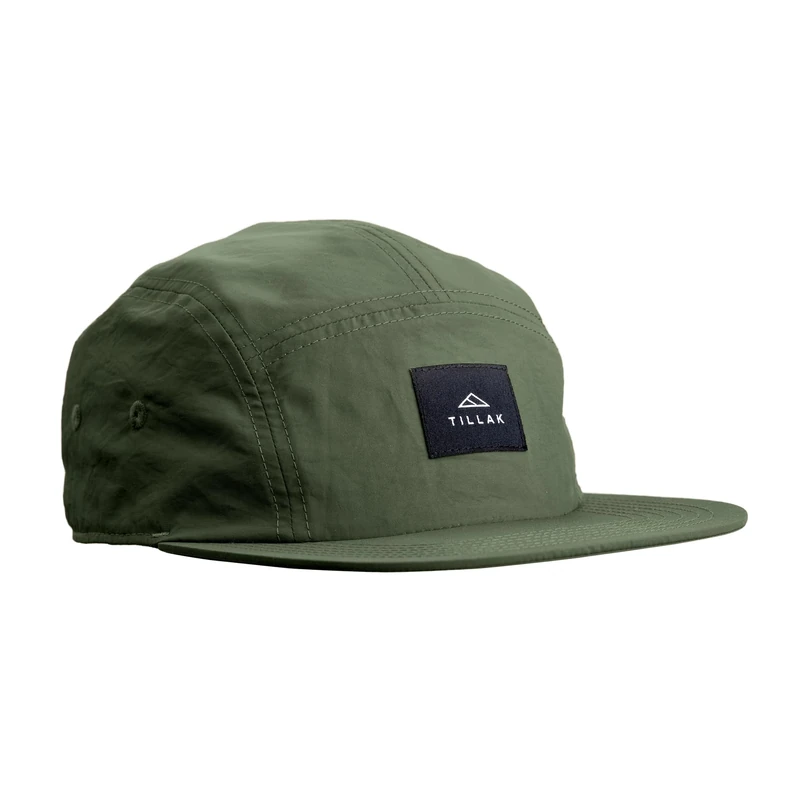 Tillak Wallowa Camp Hat, Lightweight Nylon 5 Panel Cap with Snap Closure, Green, One Size