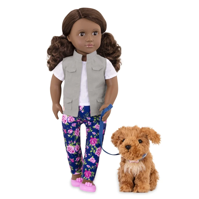 Our Generation - Malia - 18-Inch Doll & Pet - Brown Eyes & Brunette Hair - Poodle Stuffed Animal - Pretend Play - Toy for Kids 3 Years +