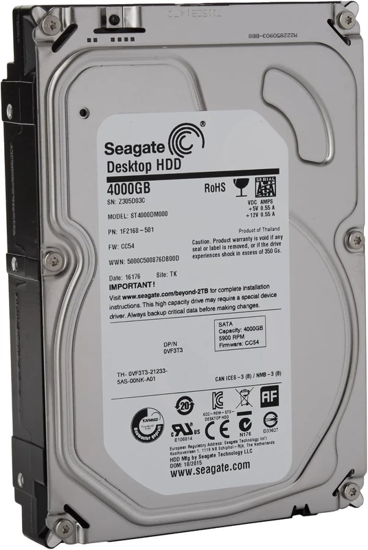Seagate SATA 6Gb/s 3.5-Inch 4TB Desktop HDD (ST4000DM000) (Certified Refurbished)