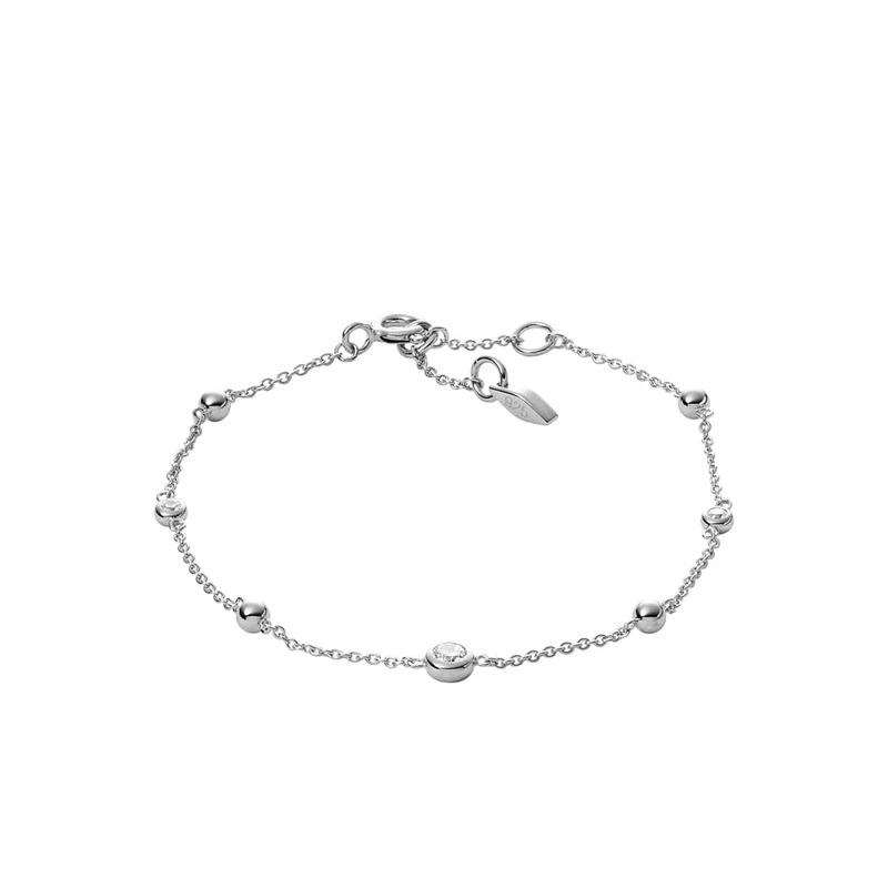 Fossil Bracelet for Women Glitz By The Yard, Total Length: 16.5 cm + 1.2 cm + 1.2 cm Silver Sterling Silver Bracelet, JFS00452040 - Image 1