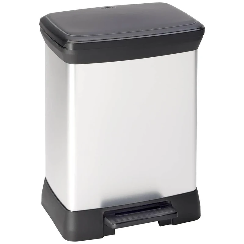 Curver DECOBIN Waste Bin, Plastic, Silver Metallic
