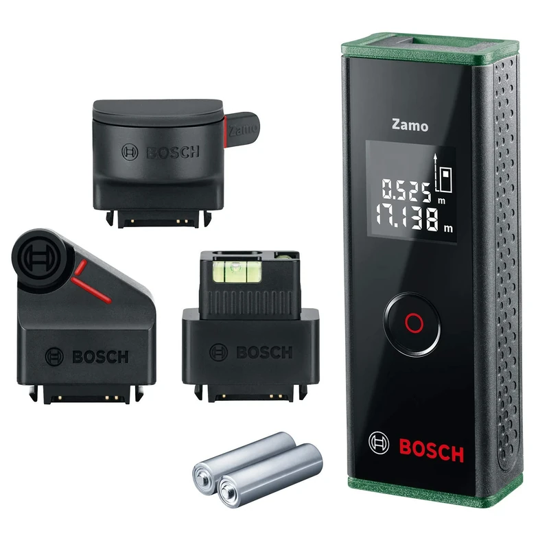Bosch laser measure Zamo Set with 3 adapters in premium box (easy & precise measurement up to 20m, 3. gen.)
