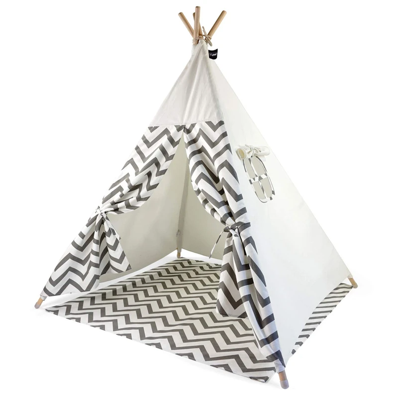 Hej Lønne Teepee Tent for Children with Floor Mat 120 x 120 x 150 cm - Children's Tent for Indoor Use - Play Tent Children's Teepee with Ground Cover and Window - Includes Bag and Instructions