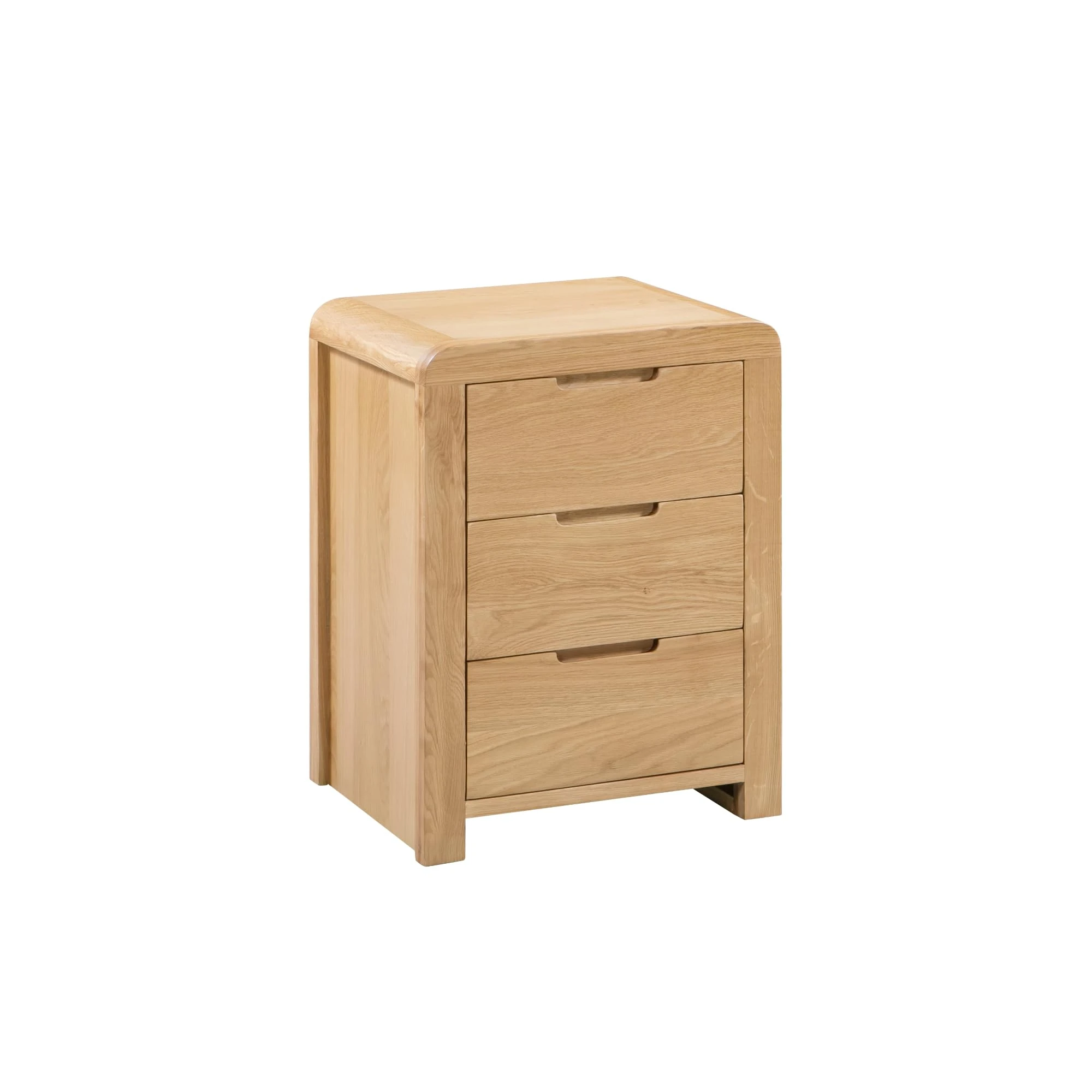 Julian Bowen Curve 3 Drawer Bedside, Oak, Height: 61cm, Width: 38cm, Depth: 45cm