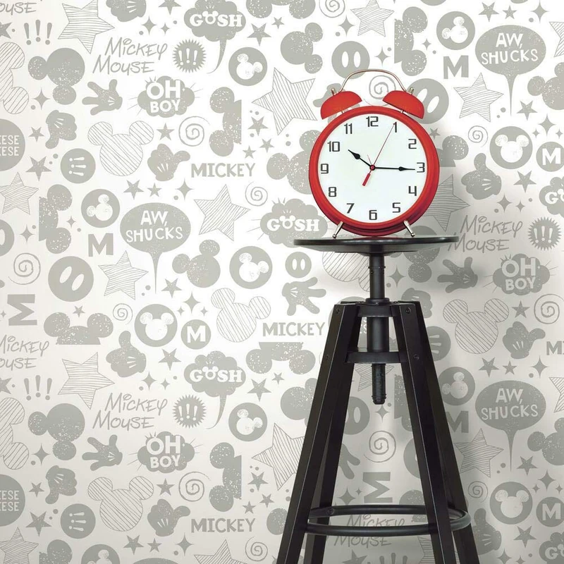 RoomMates Disney Mickey Mouse Icons Silver Peel & Stick Wallpaper, RMK11152WP - Image 1
