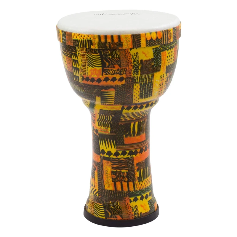 World Rhythm MDJ009 8 Inch Pretuned Synthetic Djembe Hand Drum for Festivals, School Percussion – Orange