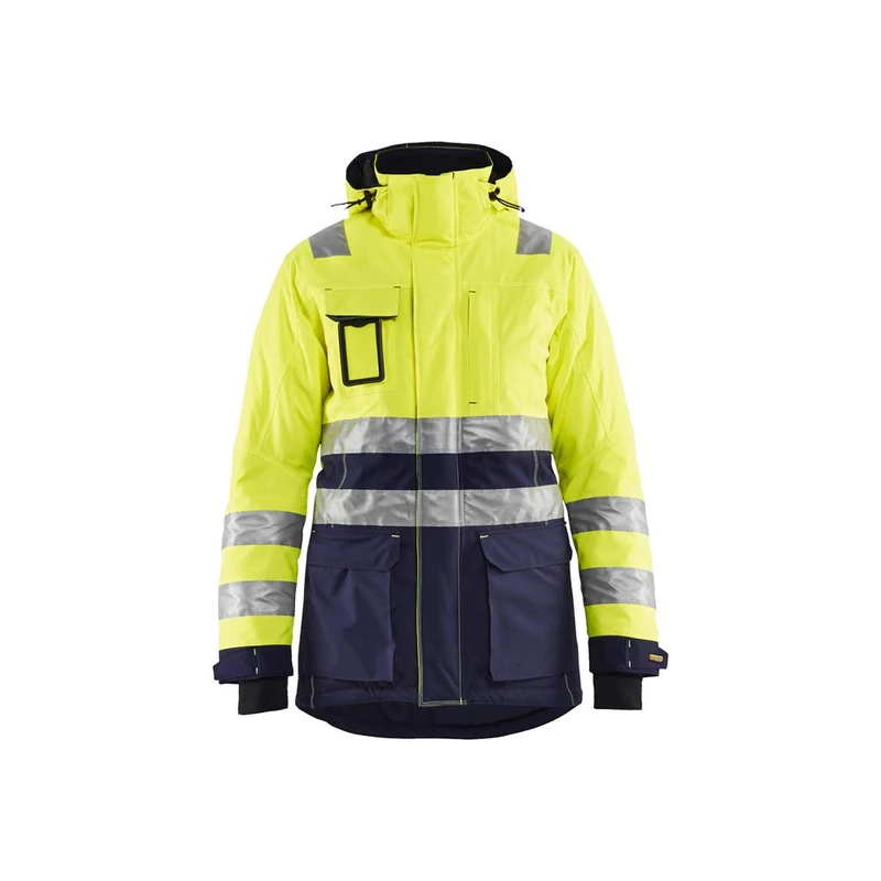 Blaklader 447219873389XL Women's Winter Parka, High Vis Yellow/Navy, Size XL