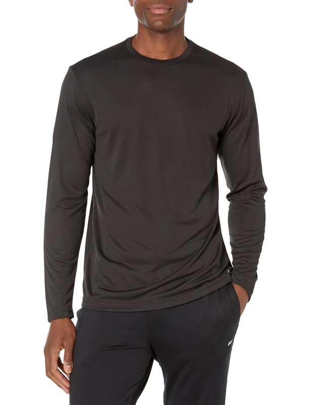 Amazon Essentials Men's Performance Tech Long-Sleeve T-Shirt, Black, S