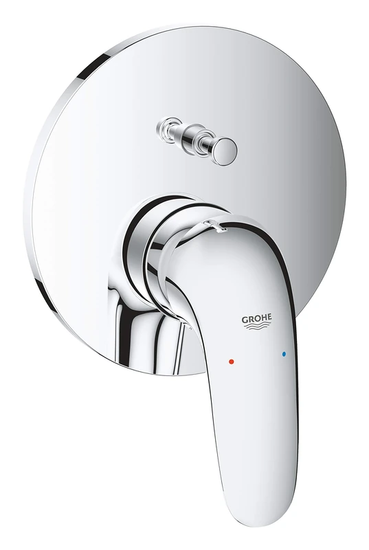 GROHE Eurostyle Solid Single-Lever Shower/Bath Mixer Trim Set, 2-Way Diverter, Concealed Installation, Chrome, 24047003
