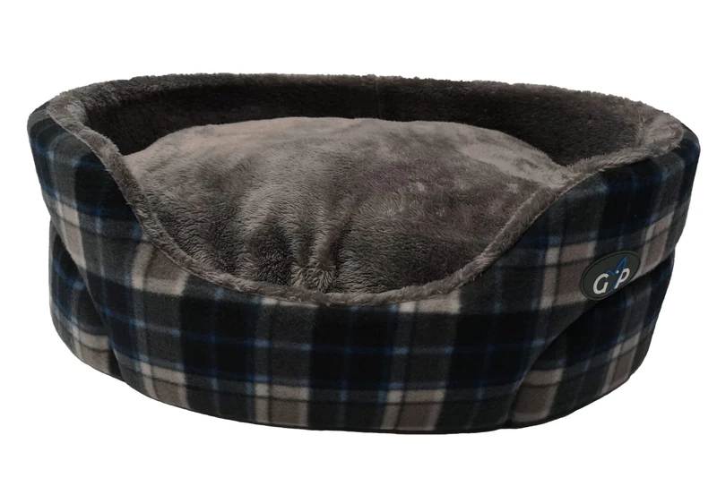 Gor Pets Essence Standard Bed made with soft fleece fabrics, this bed combines comfort - Large 70cm (28") Grey Check