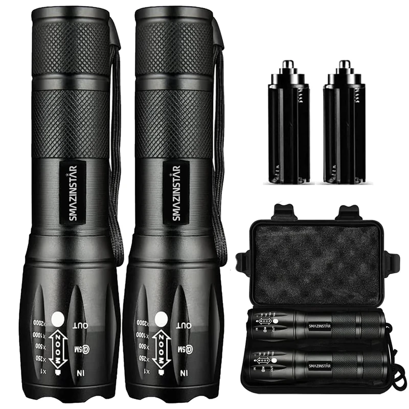 SIMILKY LED Torch LED Flashlight Adjustable Focus Handheld Flashlight Super Bright 1200 Lumens Pocket Torch Zoomable and Waterproof Camping Outdoor Torch 3 x AAA Batteries Not Included