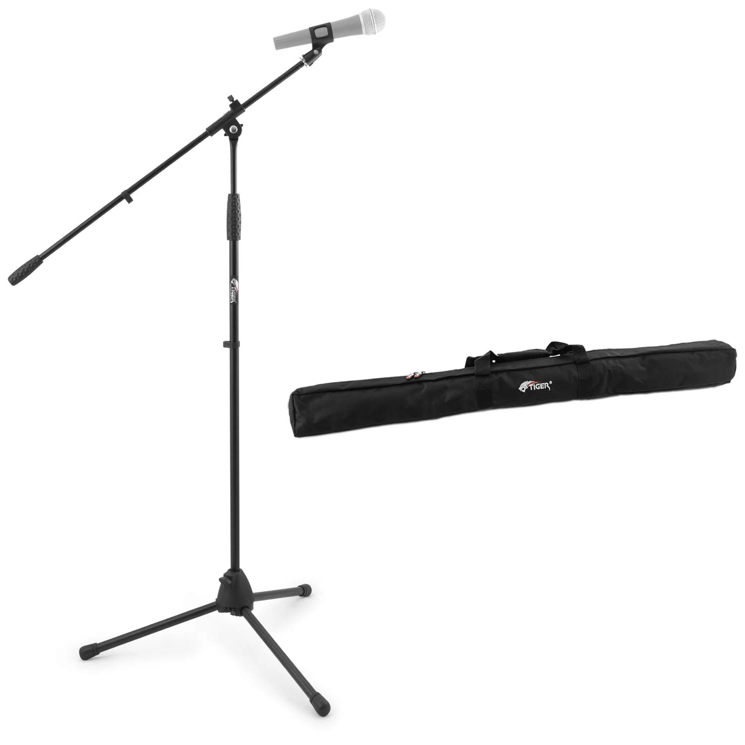 Boom Microphone Stand with Tripod Base and Bag - Black - TIGER MCA34-BK
