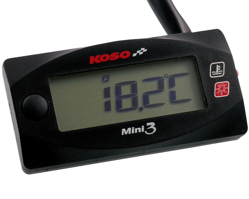 KOSO MINI 3 STRUMENT, 2 TEMPERATURE - 1/8" SENSORS INCLUDED, SCOOTER/MOTORCYCLE/CAR, WHITE RETROLIGHT - Image 1