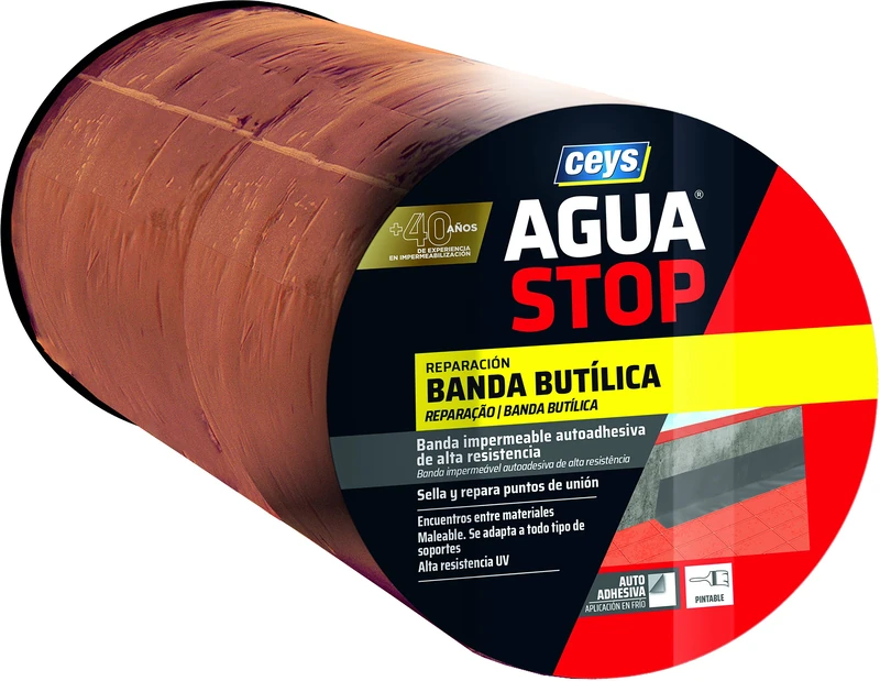 AGUA Stop Banda BUTILICA IMPERMEABLE CEYS (30 CM X 10 M, Teja)