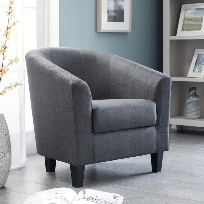 Julian Bowen Slate Grey Fabric Hugo Tub Chair