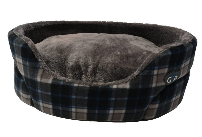 Gor Pets Essence Standard Bed made with soft fleece fabrics, this bed combines comfort - Medium 60cm (24") Grey Check