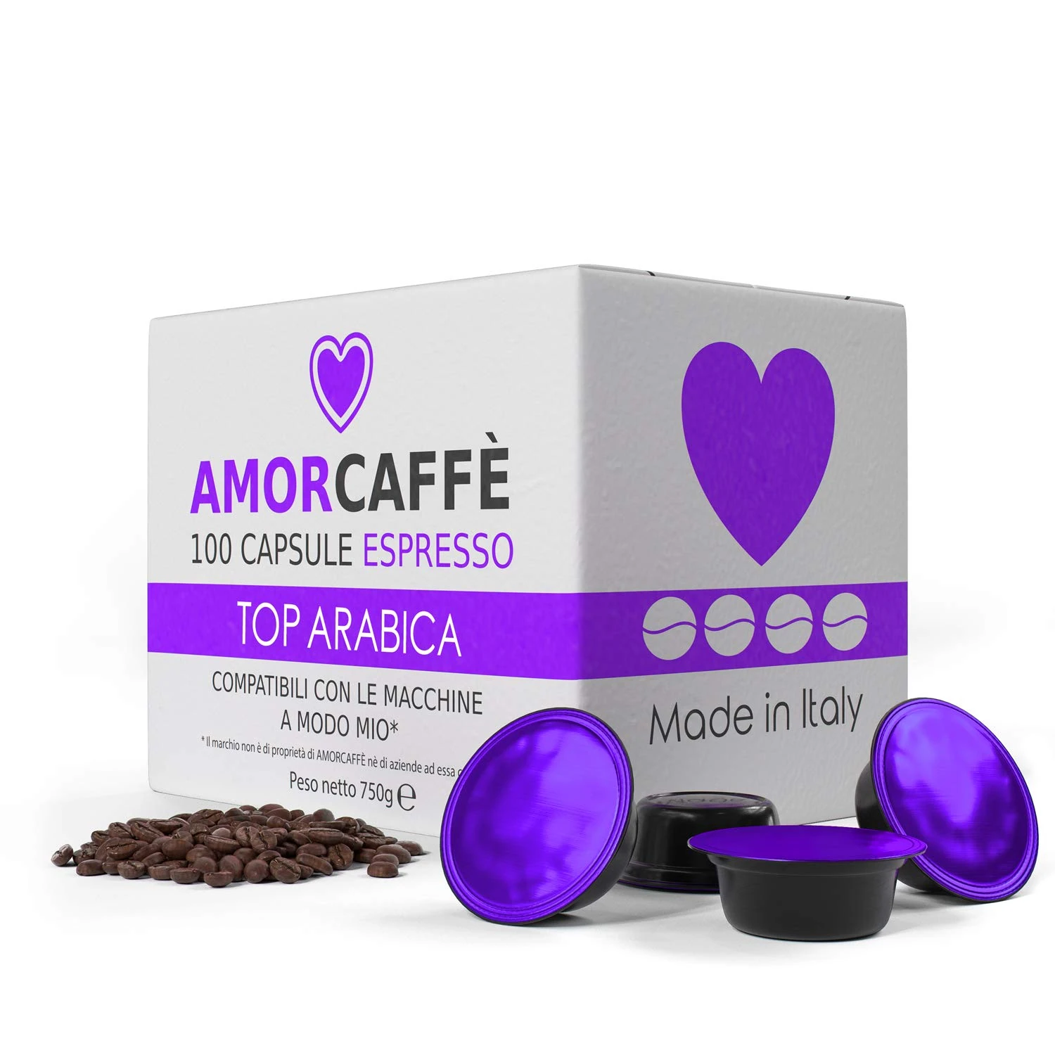 Amorcaffe 100 Coffee Capsules Pods Compatible with Lavazza A Modo Mio - Top Arabica taste - Slow Roast