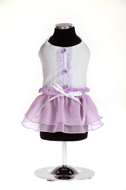 Trilly All Brilli SelenelilXS Selene Dress with Chiffon Skirt and Jewellery Buttons, XS, Lilac