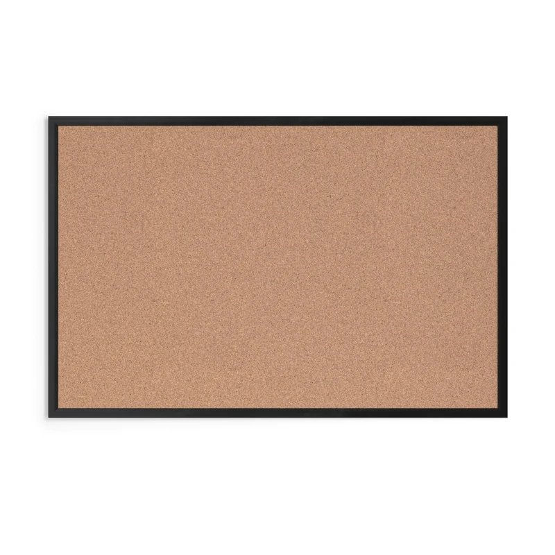 U Brands Cork Board, 89x58 cm, Black Aluminum Pin Board Frame, Industrial Grade Pinning Surface