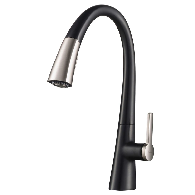 Kraus Nolen Spot Free Finish Dual Function Pull-Down Kitchen Faucet, Stainless Steel/Matte Black, KPF-1673SFSMB
