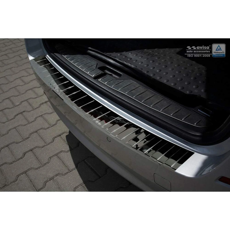 Avisa 2/51016 Black Mirror Stainless Steel Rear Bumper Protector BMW 5-Serie F11 Touring 2010-2016 'Ribs', Chrome