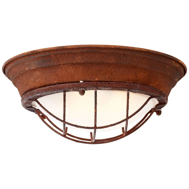 Brilliant Typhoon Ceiling Light Wall Light 34 cm Round Rust-Coloured/White Industrial Look Glass 2X E27 Suitable for Normal Lamps up to 40 W