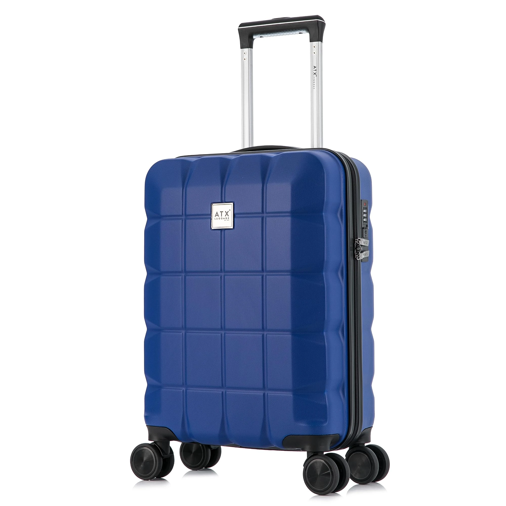 ATX Luggage 55x36x20cm Cabin Suitcase Super Lightweight Small Suitcase Approved for 100+ Airlines Including EasyJet, Ryanair, British Airways & Virgin Atlantic (Midnight Blue, 21Inches, 33Liter)
