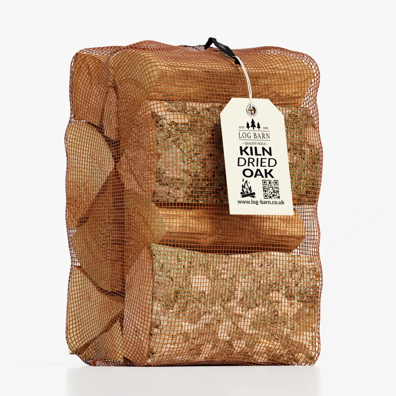Log Barn Kiln-Dried Oak Hardwood Logs - Approx. 8kg (1 x 30L Net). Dry Firewood for Wood Burner, Grate, Fire Pit