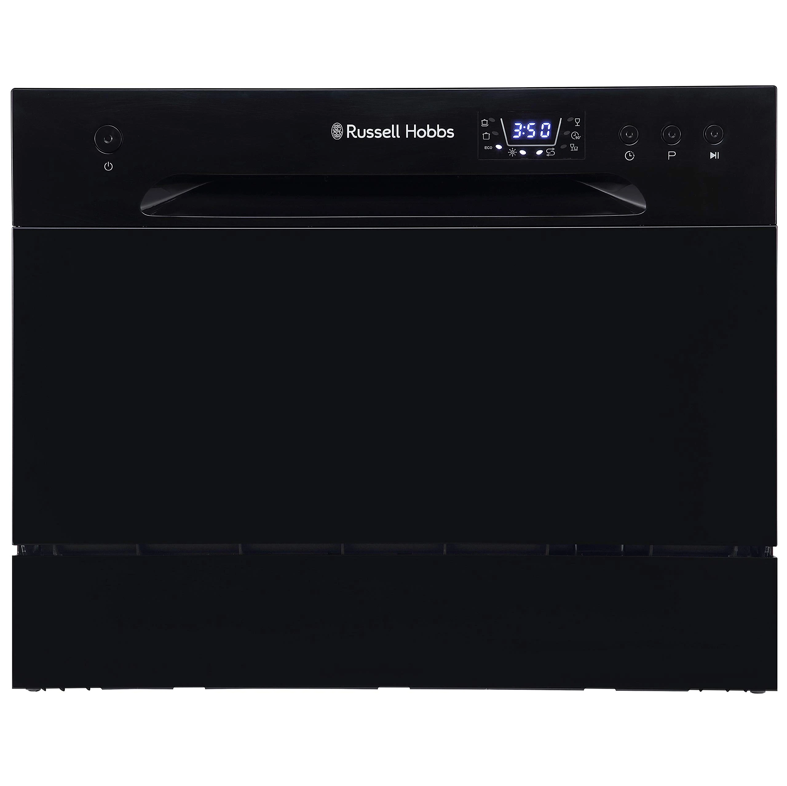 Russell Hobbs RHTTDW6B Freestanding Compact Dishwasher, Eco Mode, 6 Place_settings, Black, Noise Level: Decibels 52